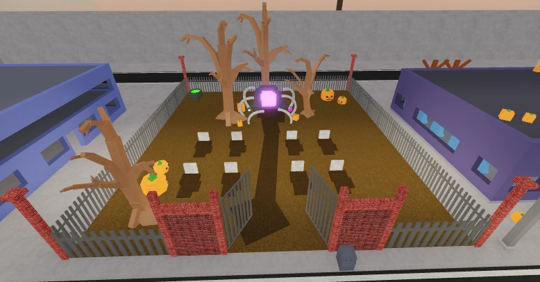 Overhead view of the Jujutsu Shenanigans Halloween 2025 cemetery and portal area