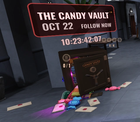 DOORS The Candy Vault countdown and vault teaser DOORS The Candy Vault event countdown displayed beside a locked vault and scattered candy