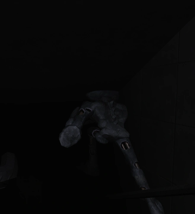 Creak in the DOORS Stairwell, shown for location context Creak lurking in the dark Stairwell area of DOORS