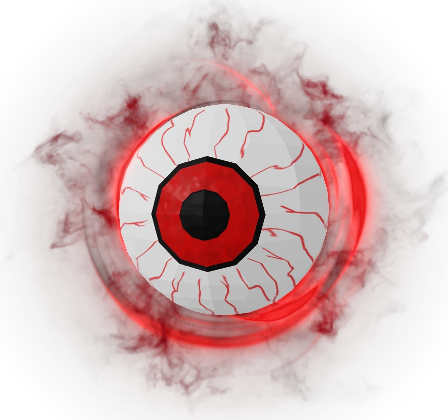 Eyeball bobber cosmetic with a red orbital mist effect in Fisch
